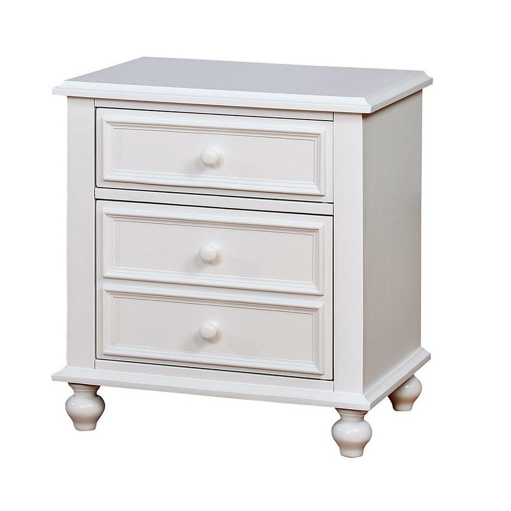 Wooden Night Stand With 2 Drawers, White