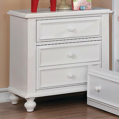 Wooden Night Stand With 2 Drawers, White