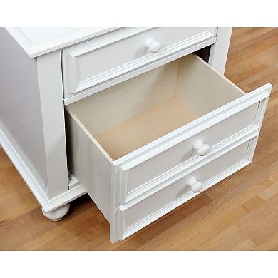 Wooden Night Stand With 2 Drawers, White
