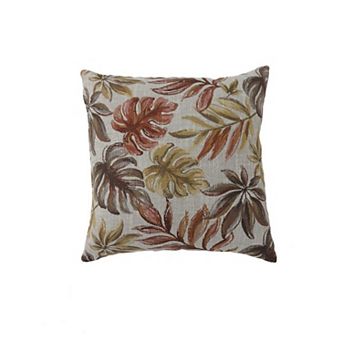 Contemporary Style Leaf Designed Set Of 2 Throw Pillows, Red