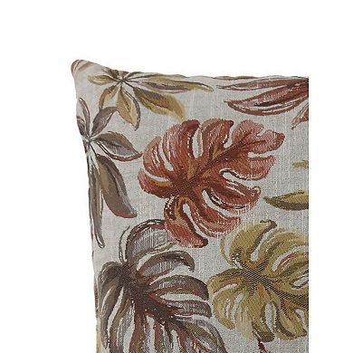 Contemporary Style Leaf Designed Set Of 2 Throw Pillows, Red