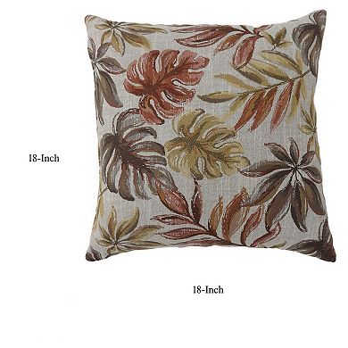 Contemporary Style Leaf Designed Set Of 2 Throw Pillows, Red