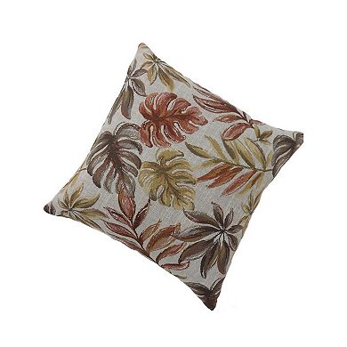 Contemporary Style Leaf Designed Set Of 2 Throw Pillows, Red