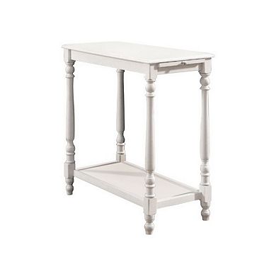 Wooden Side Table With Turned Legs And Open Shelf, White