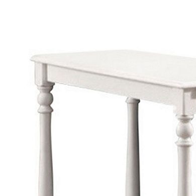 Wooden Side Table With Turned Legs And Open Shelf, White