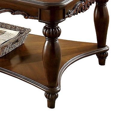 Wooden Coffee & End Tables Set, Cherry Brown, Pack Of 3
