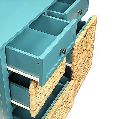Flavius Console Table With 6 Drawers, Blue