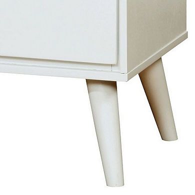 2 Drawer Wooden Nightstand With Recessed Drawer Fronts, White