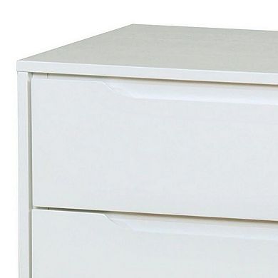 2 Drawer Wooden Nightstand With Recessed Drawer Fronts, White