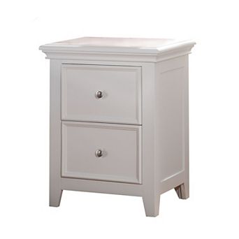 Contemporary Style Wood And Metal Nightstand With 2 Drawers, White