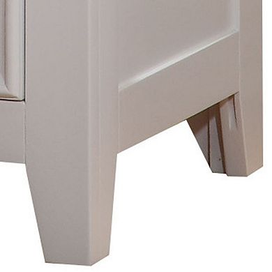 Contemporary Style Wood And Metal Nightstand With 2 Drawers, White