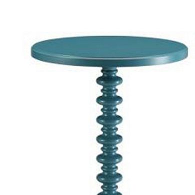 Astonishing Side Table With Round Top, Teal Blue