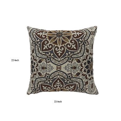 Contemporary Style Medallion Patterned Set Of 2 Throw Pillow, Multicolor