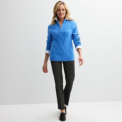 Women's Croft & Barrow® Knitted Quarter Zip Sweater
