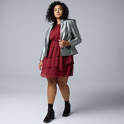 Plus Size Simply Vera Vera Wang Short Holiday Dress