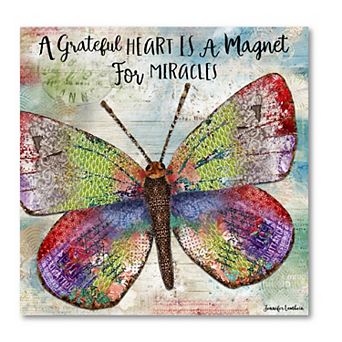 COURTSIDE MARKET "A Grateful Heart" Butterfly Square Canvas Wall Art