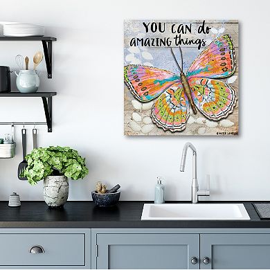 COURTSIDE MARKET "Amazing Things" Butterfly Canvas Wall Art