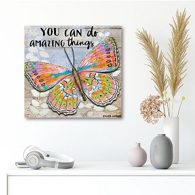 COURTSIDE MARKET "Amazing Things" Butterfly Canvas Wall Art