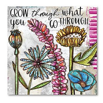COURTSIDE MARKET "Grow Through What You Go Through" Wildflowers Canvas Wall Art