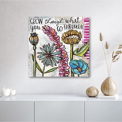 COURTSIDE MARKET "Grow Through What You Go Through" Wildflowers Canvas Wall Art
