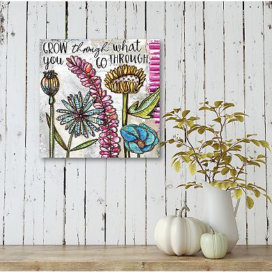 COURTSIDE MARKET "Grow Through What You Go Through" Wildflowers Canvas Wall Art