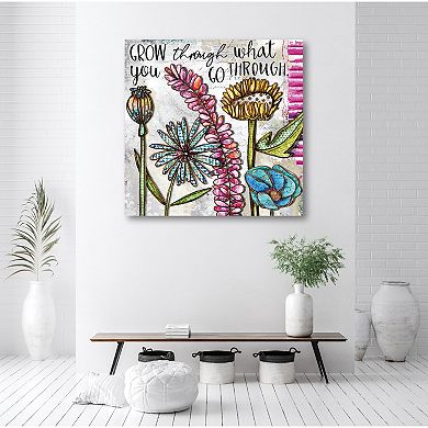 COURTSIDE MARKET "Grow Through What You Go Through" Wildflowers Canvas Wall Art
