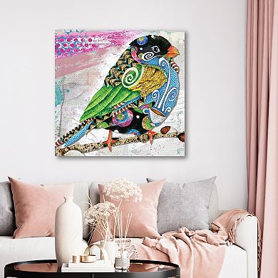 COURTSIDE MARKET Cafe Swirly Bird Bright Canvas Wall Art