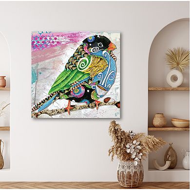 COURTSIDE MARKET Cafe Swirly Bird Bright Canvas Wall Art