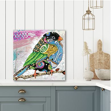 COURTSIDE MARKET Cafe Swirly Bird Bright Canvas Wall Art