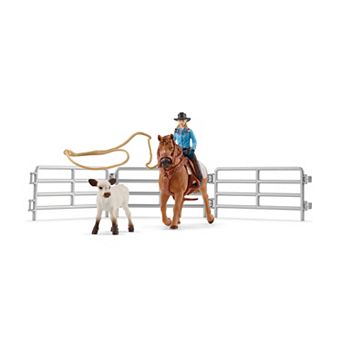 Schleich Farm World: Cowgirl Team Roping Fun Rodeo Playset