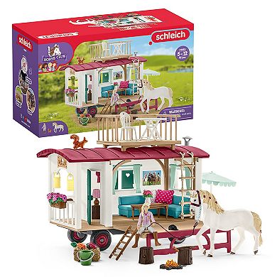 Schleich Horse Club Secret Club Meeting Caravan Toy 95-pc. Set