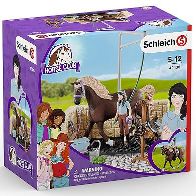 Schleich Horse Club: Washing Area with Emily & Luna 19-Piece Playset
