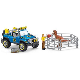 Schleich Dinosaurs:Off-Road Vehicle Dino Outpost Toy 14 pc Set