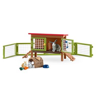 Schleich Farm World Rabbit Hutch Toy 8 pc Set