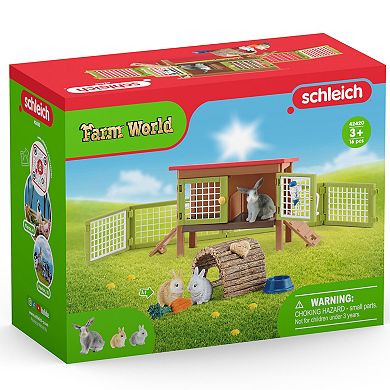 Schleich Farm World Rabbit Hutch Toy 8-pc. Set