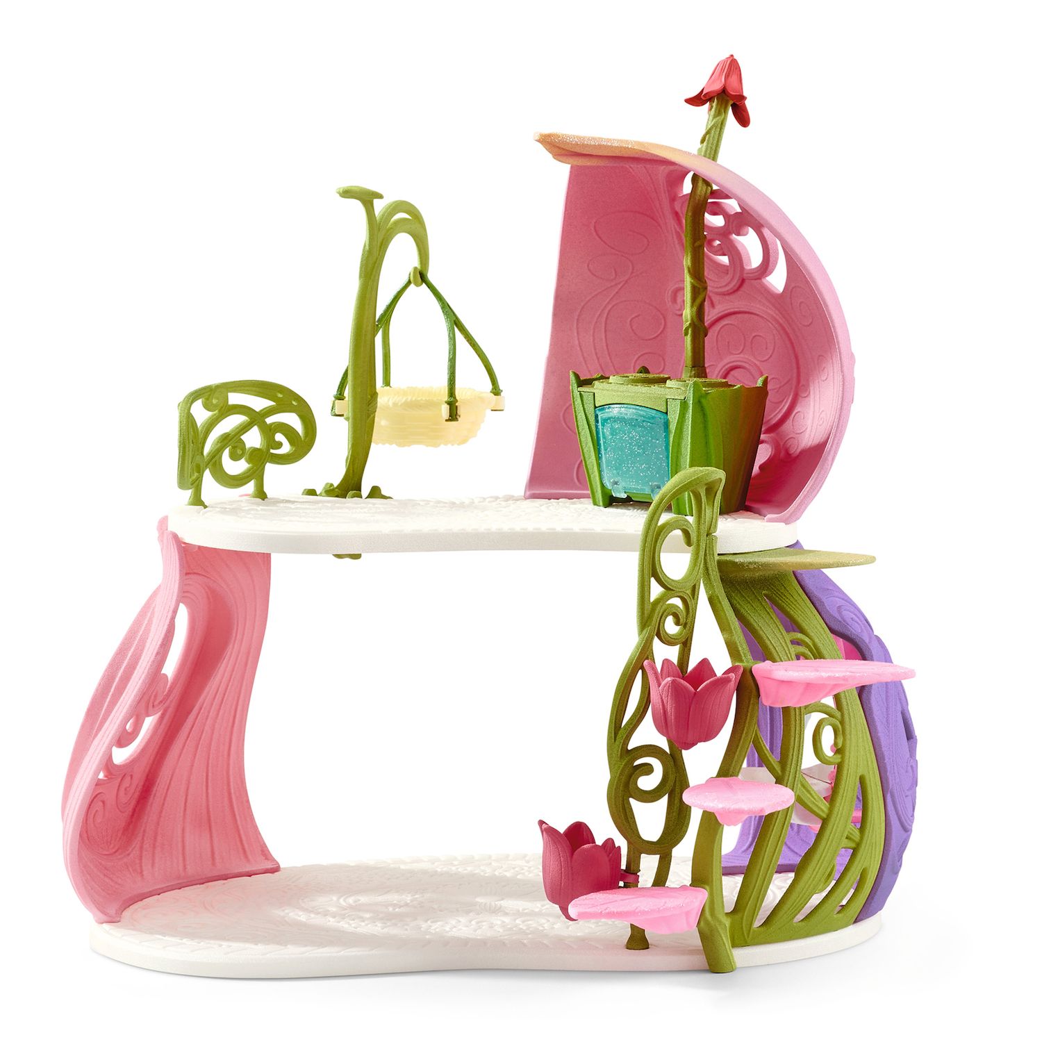 Детские фигурки Schleich Bayala Glittering Flower House With Unicorns, Lake & Stable Toy 71 pc Set — фото 3