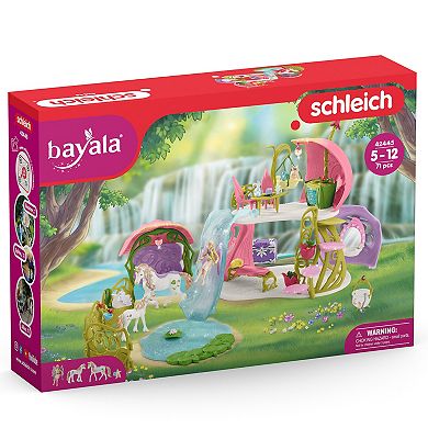 Schleich Bayala Glittering Flower House With Unicorns, Lake & Stable Toy 71-pc. Set