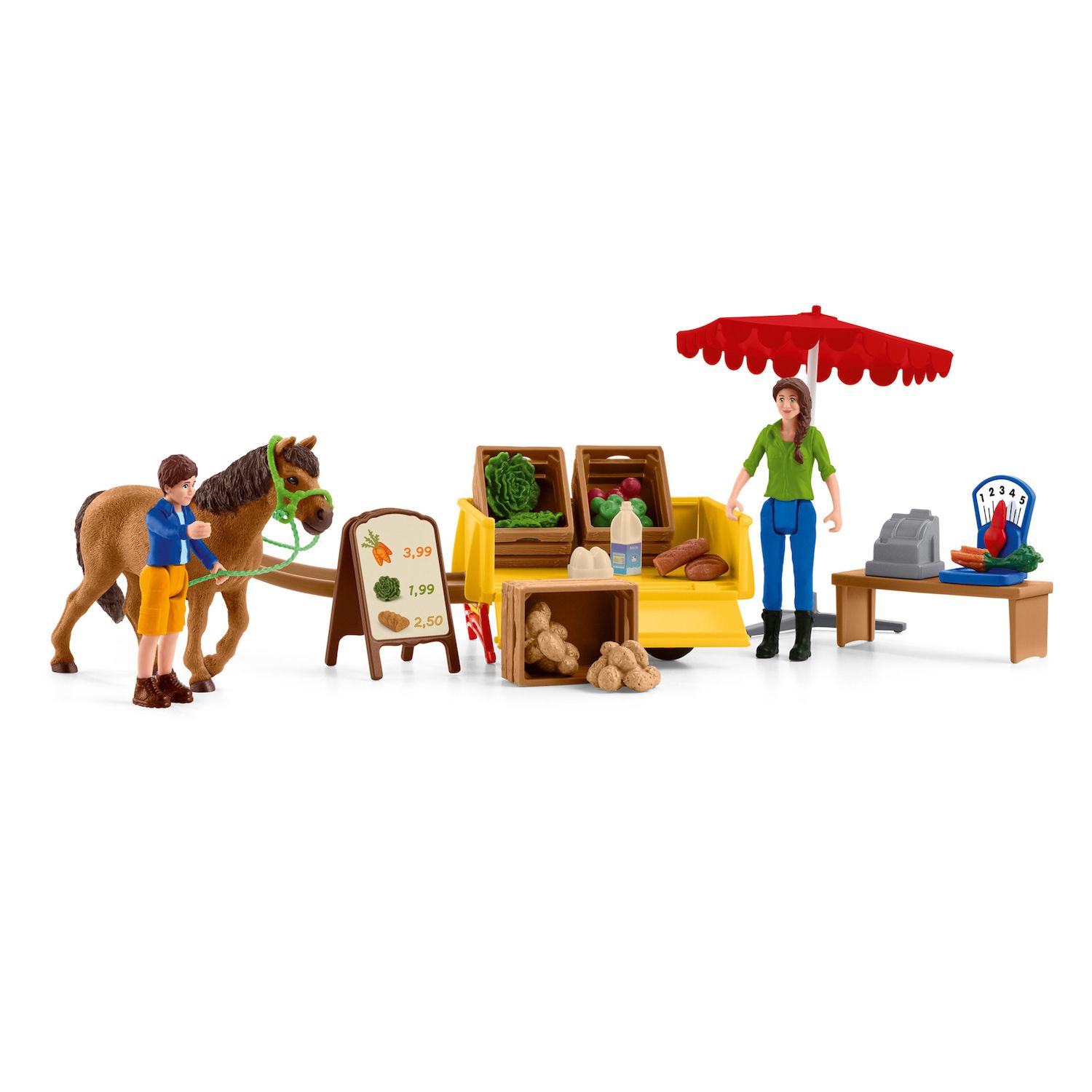 Детские фигурки Schleich Farm World Sunny Day Mobile Produce Stand Toy Set — фото 1