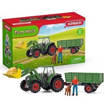 Schleich Farm World: Tractor With Trailer Farm Work Figurine Playset
