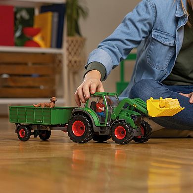 Schleich Farm World: Tractor With Trailer Farm Work Figurine Playset