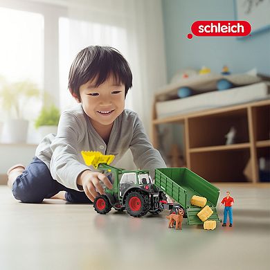 Schleich Farm World: Tractor With Trailer Farm Work Figurine Playset