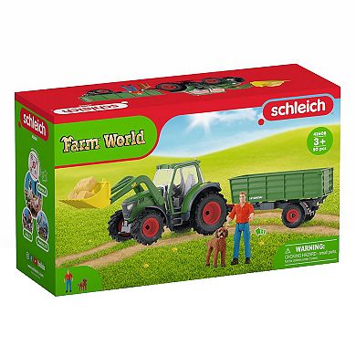 Schleich Farm World: Tractor With Trailer Farm Work Figurine Playset