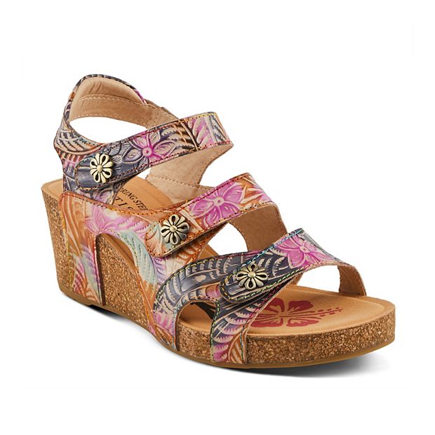 L Artiste By Spring Step Bonvoyage Leather Women s Wedge Sandals