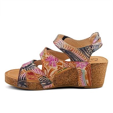 L'Artiste By Spring Step Bonvoyage Leather Women's Wedge Sandals