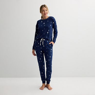 Women's Sonoma Goods For Life® 3-Piece Knit Pajama Top, Pajama Pants & Pouch Set