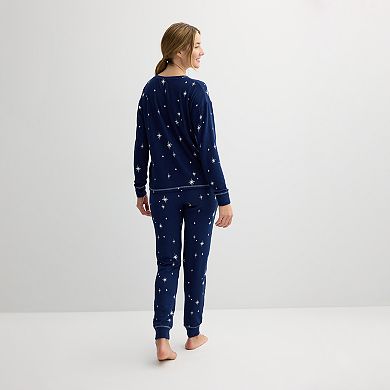 Women's Sonoma Goods For Life® 3-Piece Knit Pajama Top, Pajama Pants & Pouch Set