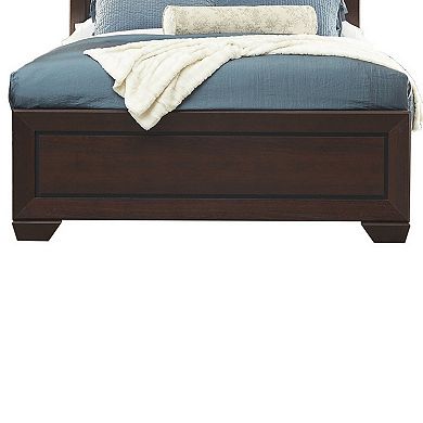 Queen Size Bed With Panel Headboard And Footboard, Cocoa Brown