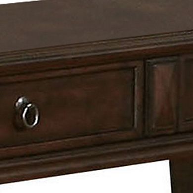Transitional Style Wood And Metal Sofa Table With Drawers, Brown