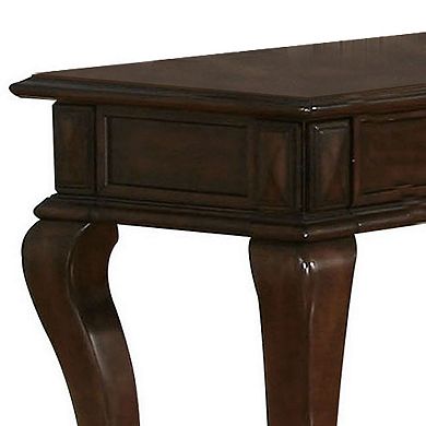 Transitional Style Wood And Metal Sofa Table With Drawers, Brown
