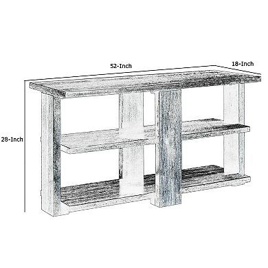 Wooden Sofa Table With 2 Open Display Shelves, Brown